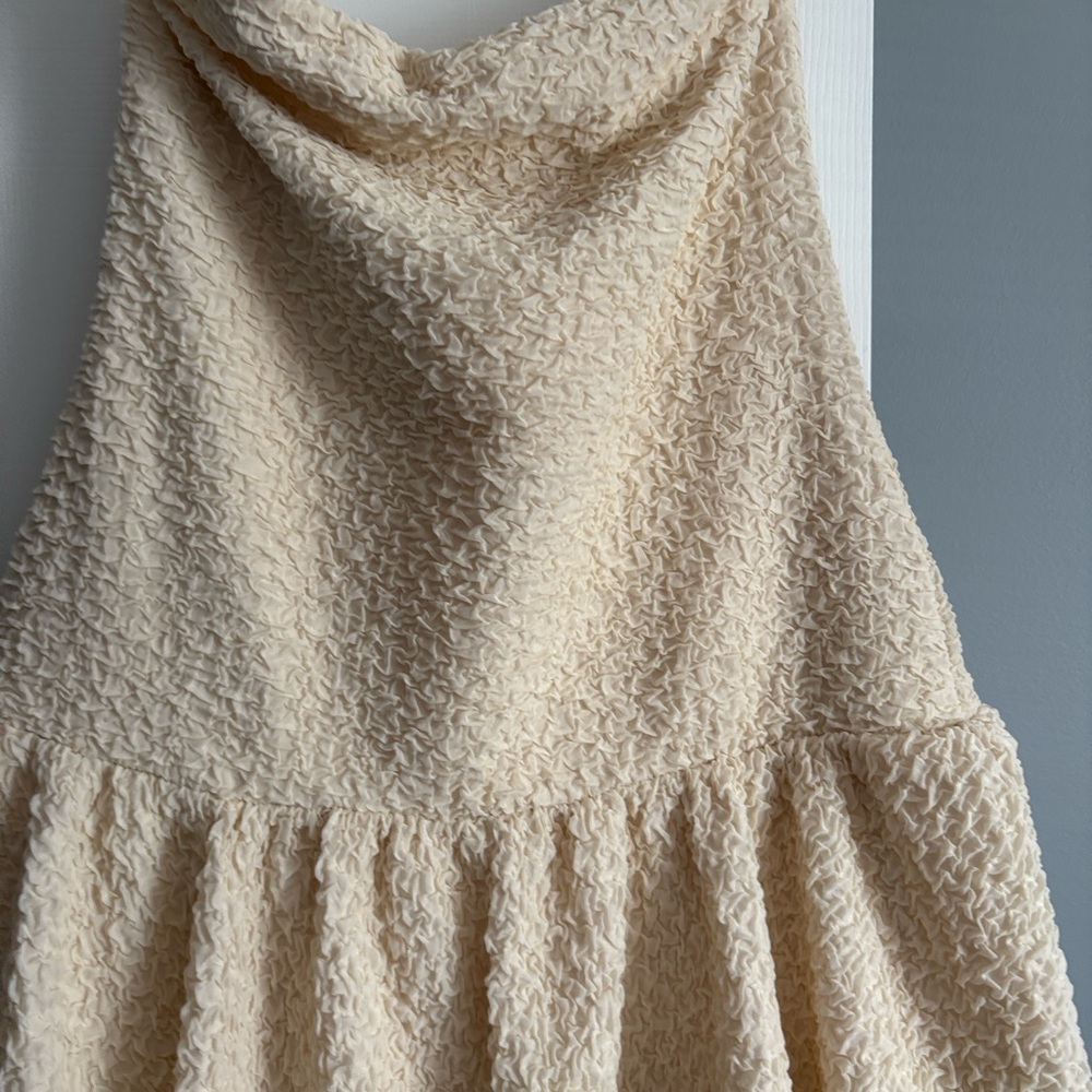 H&M Cream Textured Midi Dress